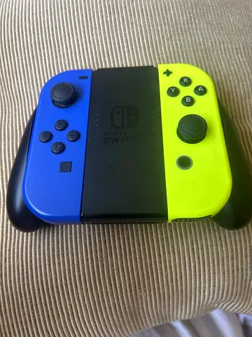 Neon Yellow  Blue Nintendo Switch Joy-Con Pair with Grip - Good Condition