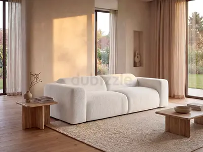 Foam tufted seat and backrest 3 seater off white boucle sofa