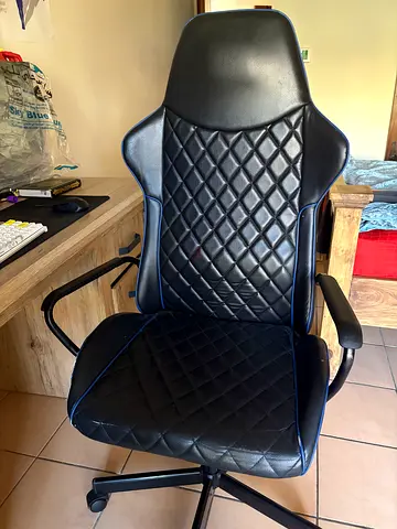 Black Quilted PU Leather Office/Gaming Chair with Armrests