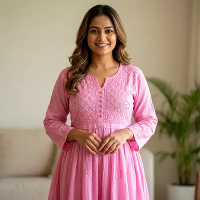 Pink Embroidered Dress
