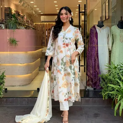 White Floral 3-Piece Set Dress
