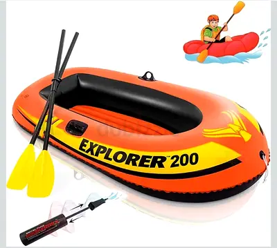 Inflatable Explorer 200 2-Person Row Boat with Oars and Pump