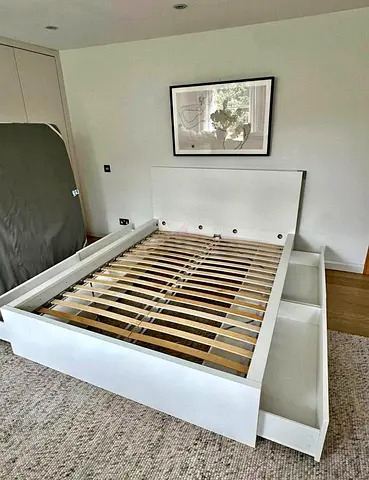 Ikea Queen White Malm bed frame with Ikea Queen Mattress