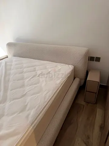 Bed 160 cm + mattress + cover + 2 bedside tables NOT USED