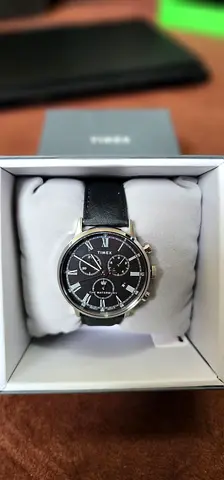 Classic Mens Black Dial Leather Strap Watch -