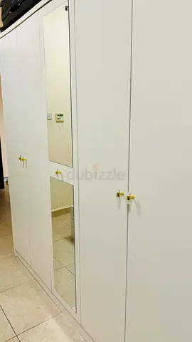 White 5 Door Wardrobe with Mirrors - Excellent Condition, Under 1 Year Old, Urgent Sale !