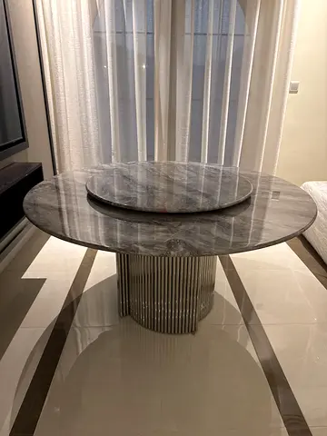 Round marble dinner / side table with pedestal base