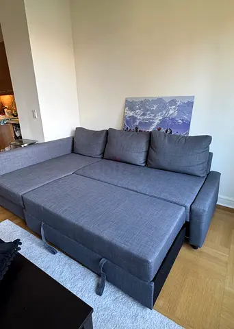 Grey L-shaped Storage Sofa Bed -Good Condition
