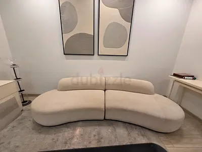 Eichholtz Curved Modern 3-Seater Bouclé Sofa - Beige