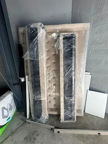 Queen tufted upholstered bed - beige CUSTOM MADE