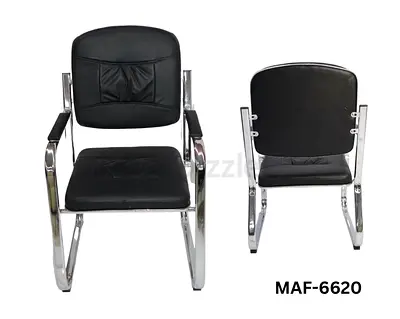 Pair of Black PU Visitor/Conference Chairs with Chrome Frame (Model -6620)