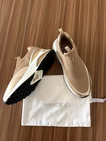 Jimmy Choo Womens Beige Slip-On Sneakers — Brand New, Never Worn Size 40,5 EU (can fit 41 EU)