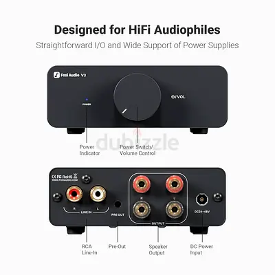 Fosi Audio V3 Stereo Power Amplifier Home Audio 300 Watts x2 TPA3255 Class D Mini Speaker