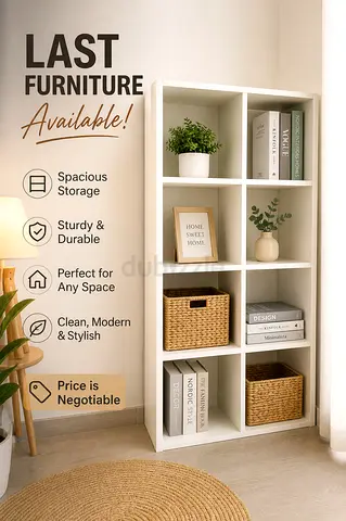 White 8-Cube Storage Shelving Unit - Good Condition