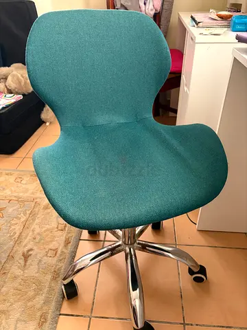 Ergonomic swivel office chair — teal fabric, good condition