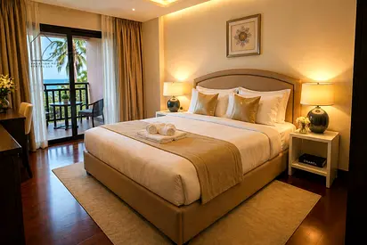 Palm Escape | Beachfront 1BR in Royal Amwaj | Burj View + Private Balcony
