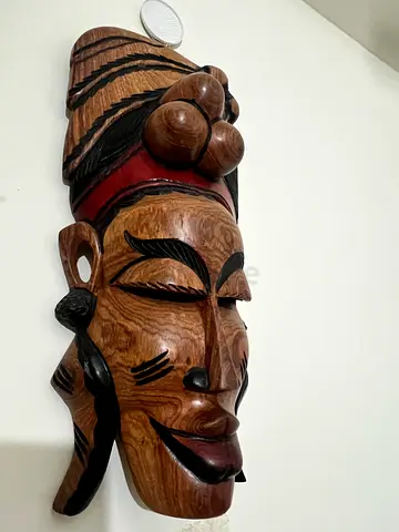 Hand-carved Wooden Tribal Mask - Decorative Wall Mask
