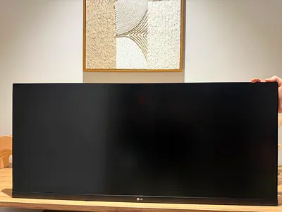 LG UltraWide White Monitor - Rear View (Good Condition)