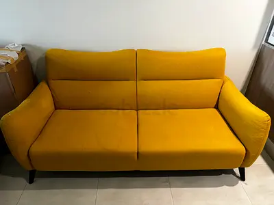 Bright Yellow 3-Seater Sofa in Good Condition