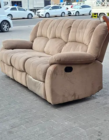 Beige 3-Seater Reclining Sofa - Comfortable, Good Condition