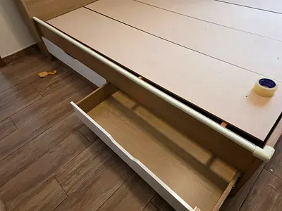 King size with under-bed drawer - light wood, good condition