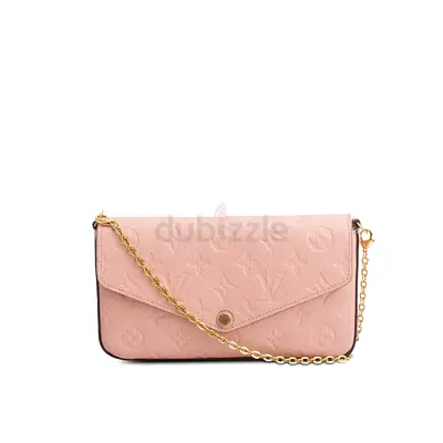 Authentic Louis Vuitton Pink Monogram Empreinte Leather Felicie Pochette