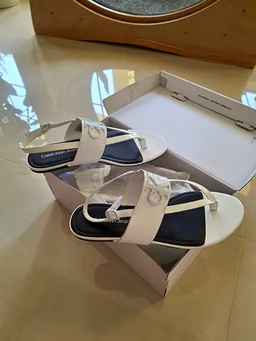 White Slingback Sandals - New in Box, Size 39 Eur