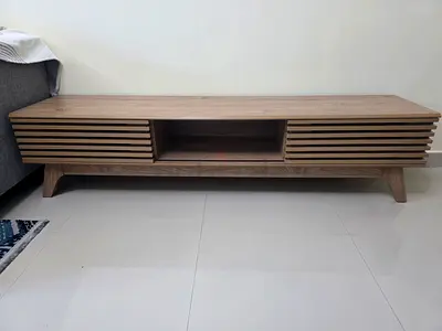 Solid Wood Low TV Console / Entertainment Unit - Light Oak Finish