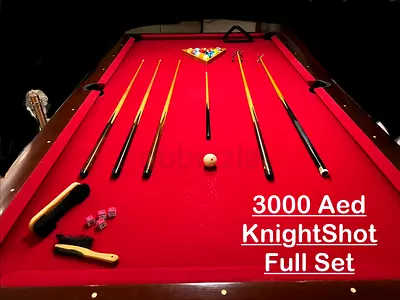 KnightShot Full-size red felt billiards table with cues and accessories - 3000 AED, Negotiable