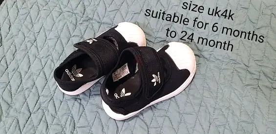 Adidas toddler shoes size UK 4K, fits 6–24 months