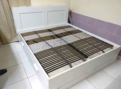 IKEA brimnes king size 180×200cm bed frame with headboard+ 4 big storage drawers with IKEA mattress