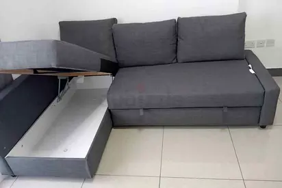Gray L-shaped Storage Sofa Bed with storage