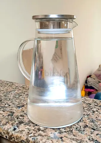 Glass Water Pitcher with Stainless Steel Lid and Infuser — 1.5L (Used)
