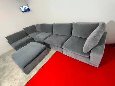Dark grey feather 🪶 filled modular pan home pianca 6 piece sofa