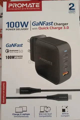 Promate 100W GaNFast USB-C Charger with Quick Charge 3.0 (Like New)