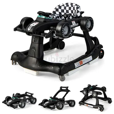 Race Car Baby Walker - 3-in-1 Foldable Walker and Push Seat
