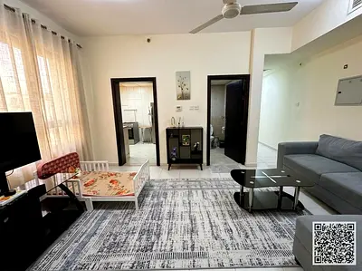 Furnished one-bedroom apartment for rent in Ajman, Al Nuaimiya 1 area. Clean and tidy furnishings. Includes all bills and internet. Fully furnished