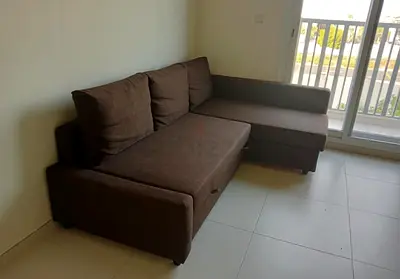 L shape sofa bed with storage Ikea FRITHEN brown