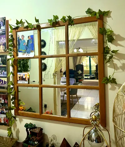 Decorative Wooden Wall Mirror – Window Style Frame