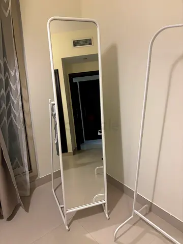 Full-length Standing Mirror with White Metal Frame