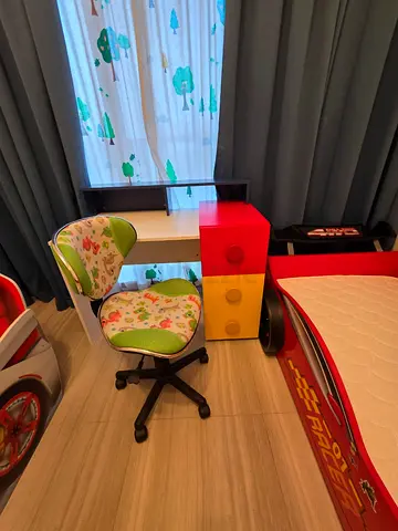 Kids study desk lego bricks with colorful storage with  dinasour chair