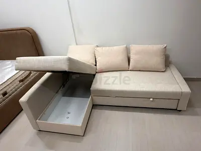 Ikea Beige L-shaped storage sofa bed Brand new