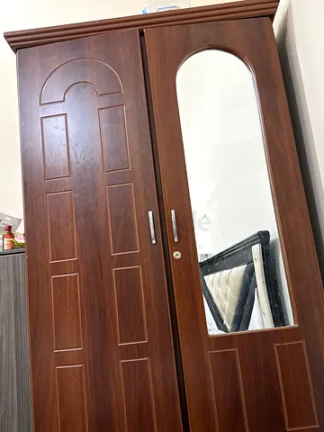 Solid Wood Wardrobe with Mirror - Good Condition
