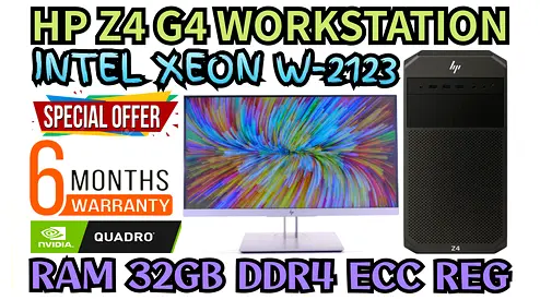HP Z4 G4 WORKSTATION 32GB RAM DDR4 INTEL XEON W-2123 NVIDIA QUADRO K2000 2GB DDR5 SSD 1TB (FULLSET)