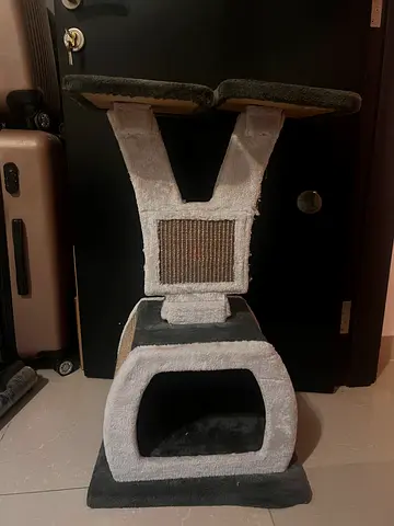 Used Small Cat Tree with Scratching Post and Cozy Condo