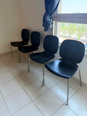 Set of 4 Black Dining Room Chairs with Metal Legs and Duning table from ikea