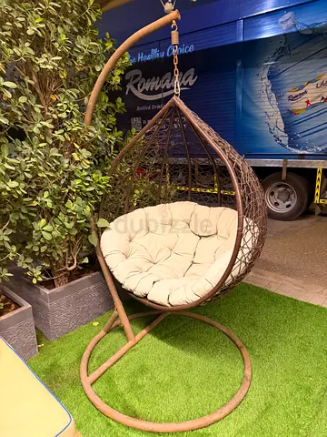 Outdoor Hanging Egg Chair with Stand and Cushion