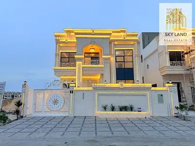 Villa for sale in Al Helio 1, Ajman, 5 master bedrooms, luxury finishing, near Mohammed Bin Zayed, area 3600 sq ft including fees