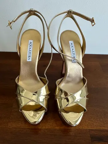 Gold Aquazzura high-heel sandals, size 37