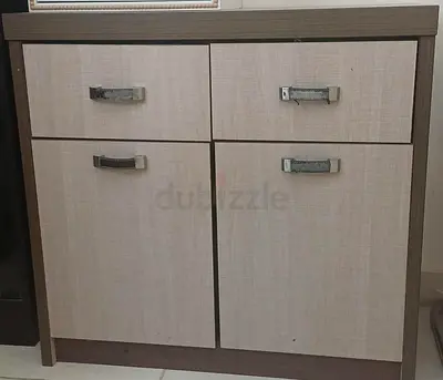 Compact 2-Drawer 2-Door Wooden Cabinet - Light Oak Finish
